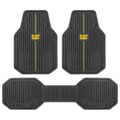 CAT® Heavy-Duty 4 Piece Black Floor Mats for Cars, Trucks & SUVs – Trim-to-Fit All-Weather Rubber Car Mats Full Set, Waterproof Interior