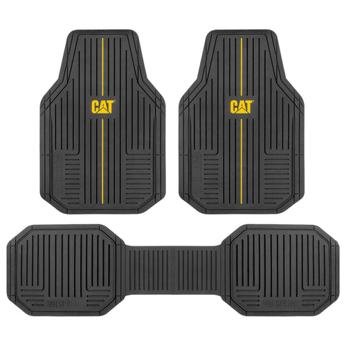 CAT® Heavy-Duty 4 Piece Black Floor Mats for Cars, Trucks & SUVs – Trim-to-Fit All-Weather Rubber Car Mats Full Set, Waterproof Interior