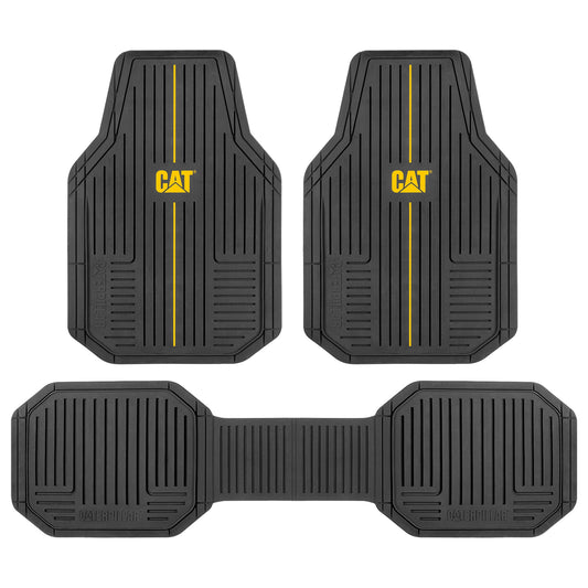 CAT® Heavy-Duty 4 Piece Black Floor Mats for Cars, Trucks & SUVs – Trim-to-Fit All-Weather Rubber Car Mats Full Set, Waterproof Interior