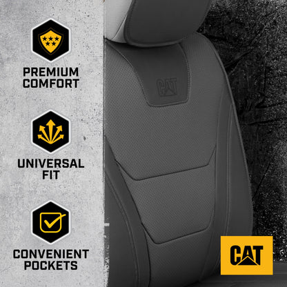 CAT® Edge Deluxe Car Seat Covers for Front Seats - Premium Two-Tone Faux Leather Seat Covers for Cars with Universal Fit, Rugged Automotive Seat