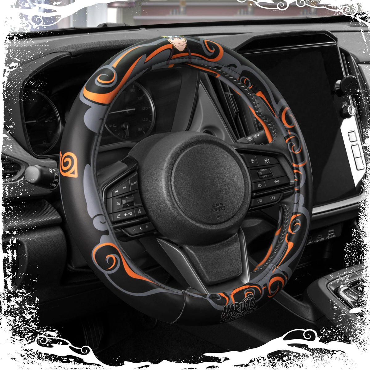 Naruto Shippuden Car Steering Wheel Cover, 15 Inch Anime Steering Wheel Cover, Cushioned Soft Comfortable Cover Anime Car Accessories for Men