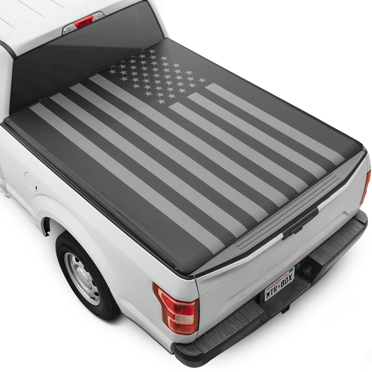 MotorBox USA Black American Flag Soft Roll-Up Retractable Tonneau Cover for Chevrolet Silverado 1500 (2007 - 2018), GMC Sierra 1500 (2007 - 2018)