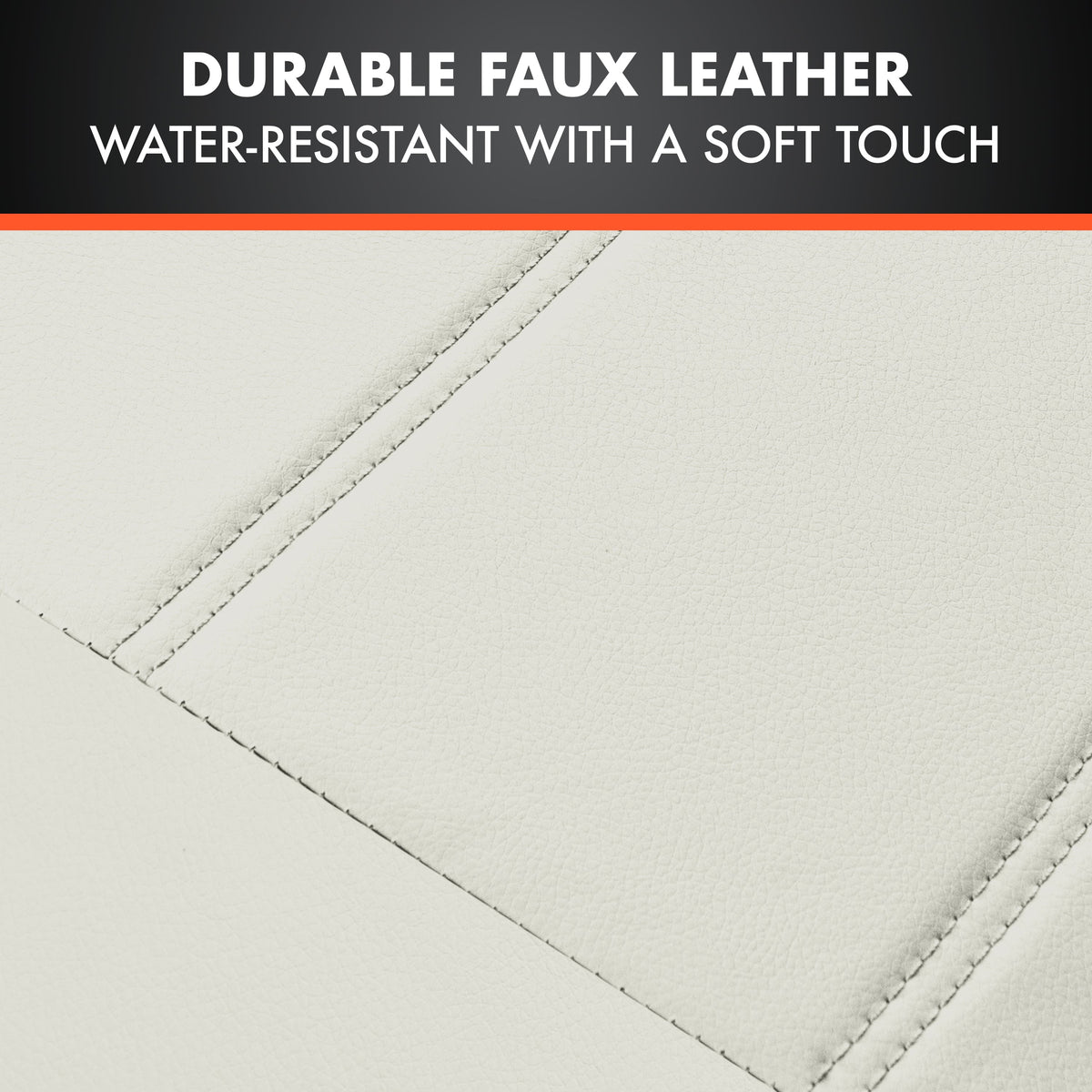 BDK 9-Piece White Leather Car Seat Cover Full Set, Front Seat Cover and Rear Bench Seat Cover, Universal Fit Car Seat Covers for Cars Trucks SUVs