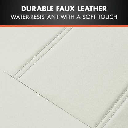 BDK 9-Piece White Leather Car Seat Cover Full Set, Front Seat Cover and Rear Bench Seat Cover, Universal Fit Car Seat Covers for Cars Trucks SUVs
