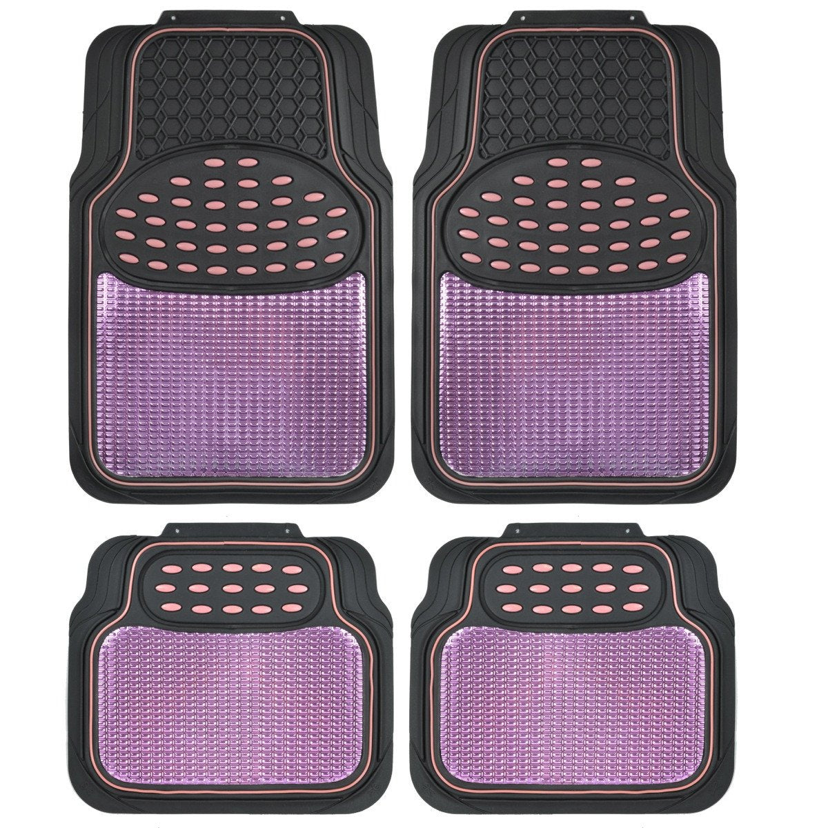 BDK 4-Piece Centered Cushioned Grip Pad Front Floors Mats and Rear Floor Mats - Heavy Duty, All Weather, Trim to Fit