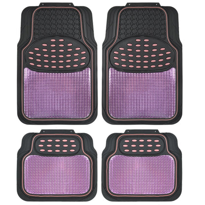 BDK 4-Piece Centered Cushioned Grip Pad Front Floors Mats and Rear Floor Mats - Heavy Duty, All Weather, Trim to Fit