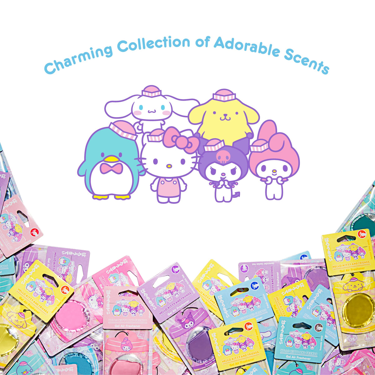 Hello Kitty and Friends Car Air Freshener (Cinnamoroll - Fresh Cotton) Hanging Gel Area Deodorizer, Long-Lasting Car Scents Air Freshener, Cute