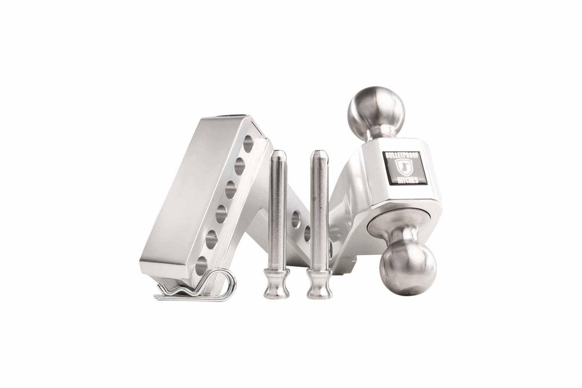 BulletProof Hitches 2.0" Aluminum Medium Duty Hitch 2" Drop/Rise w/ Stainless Steel Dual Ball