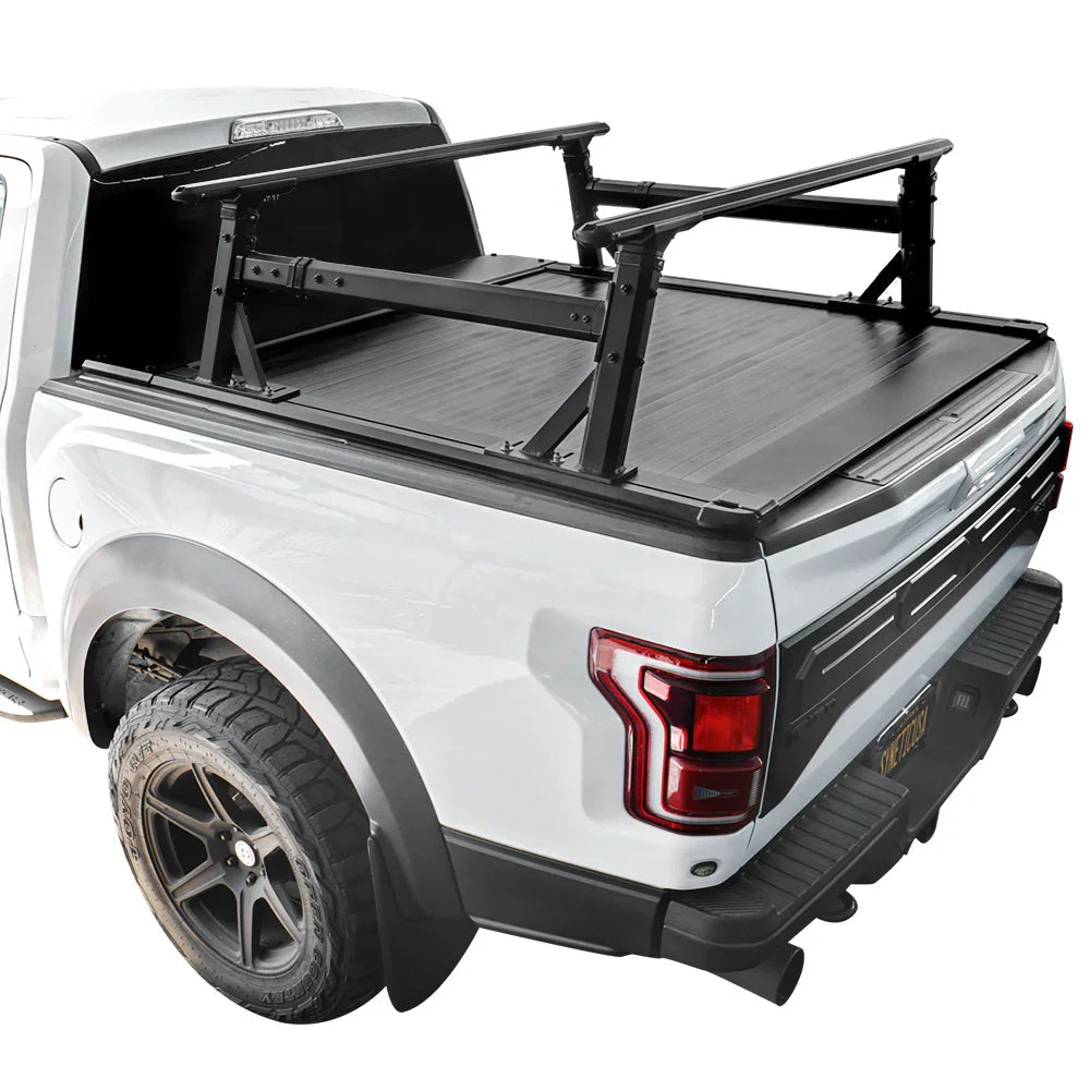 SYNETICUSA [2-in-1 Bundle] Nissan Titan Retractable Tonneau Cover w/ Rack System