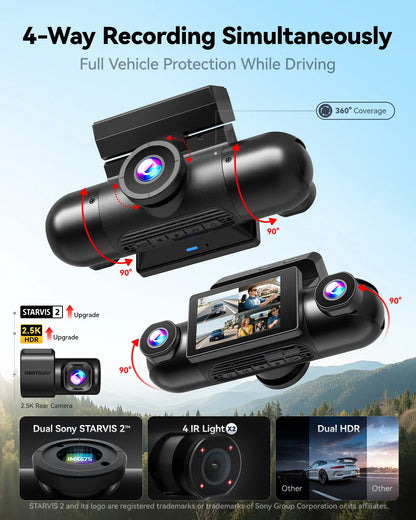 REDTIGER VisionPano 40 4-Channel 2.5K Dash Cam with Sony STARVIS 2