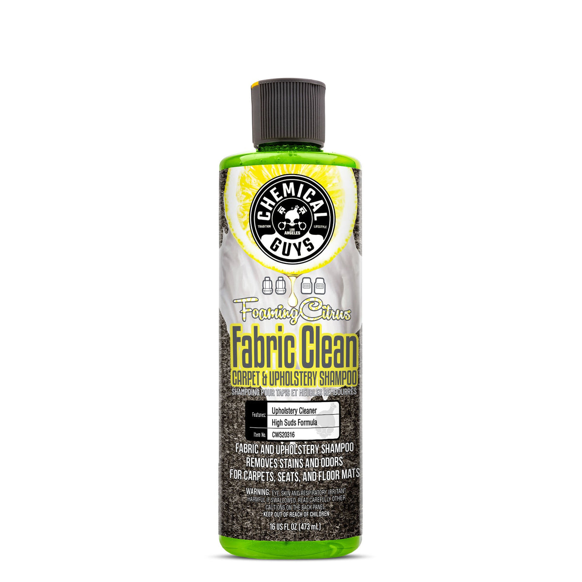 Chemical Guys Foaming Citrus Fabric Clean Carpet & Upholstery Shampoo