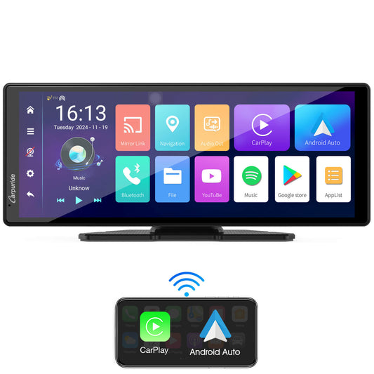 CARPURIDE W903 Plus Portable Wireless Car Stereo, Support Install Apps, with External GPS Antenna