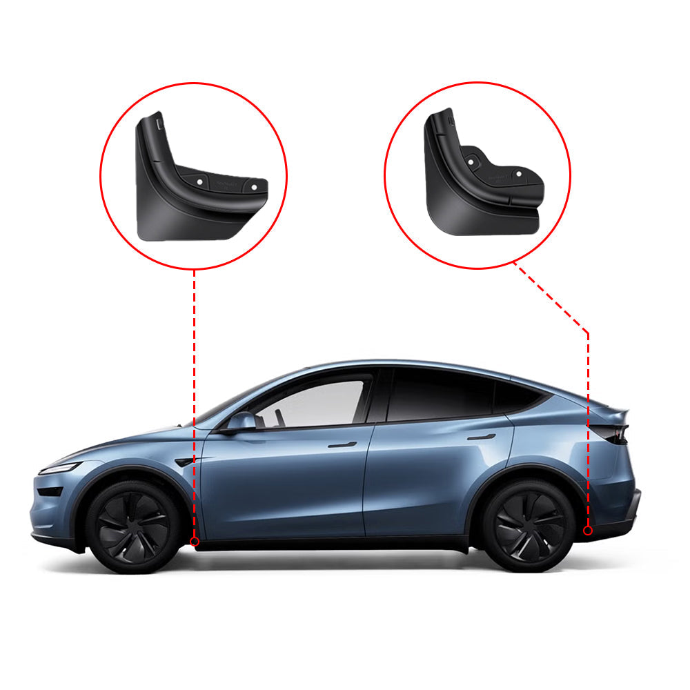 Yeslak Custom-Fit Mud Flaps for 2025+ Tesla Model Y Juniper | Premium TPE Splash Guards | No-Drill Installation & Paint