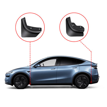 Yeslak Custom-Fit Mud Flaps for 2025+ Tesla Model Y Juniper | Premium TPE Splash Guards | No-Drill Installation & Paint
