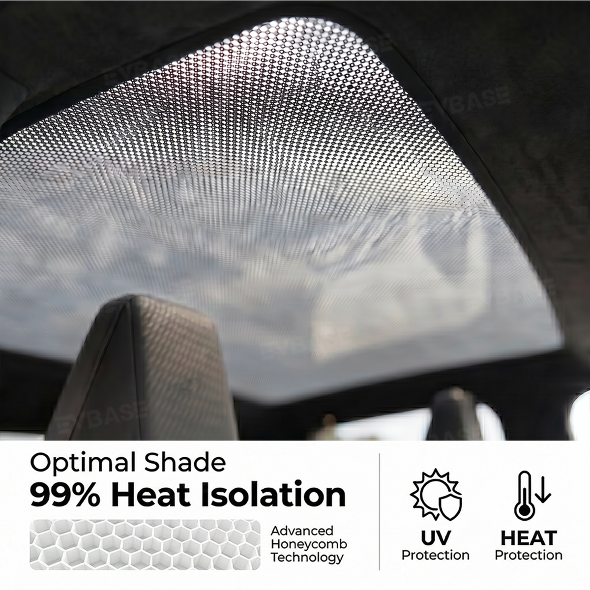 EVBASE Cybertruck Glass Roof Sunshade OEM-Style Roof Shade Heat Insulation UV Protection Skylight Shade