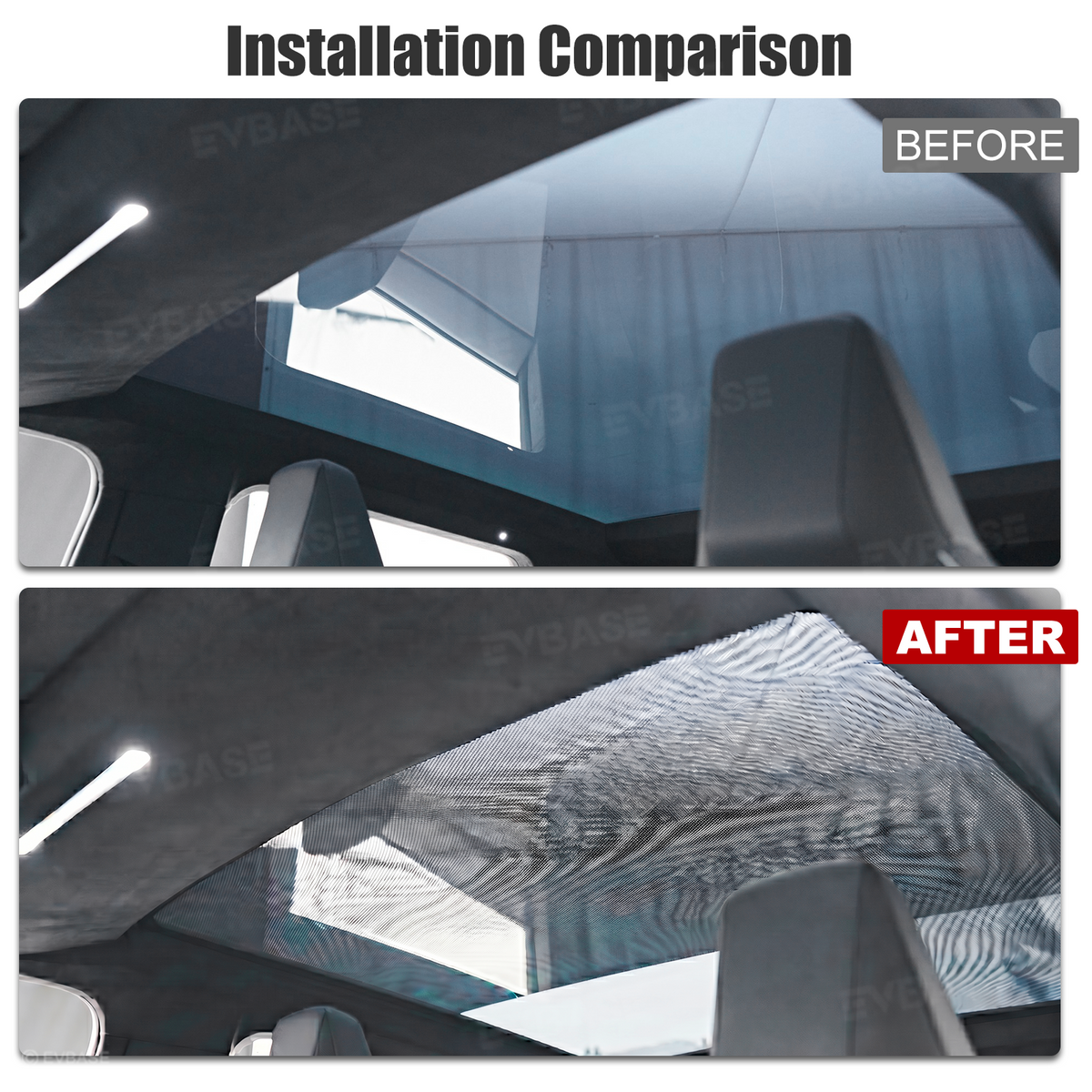 EVBASE Cybertruck Glass Roof Sunshade OEM-Style Roof Shade Heat Insulation UV Protection Skylight Shade