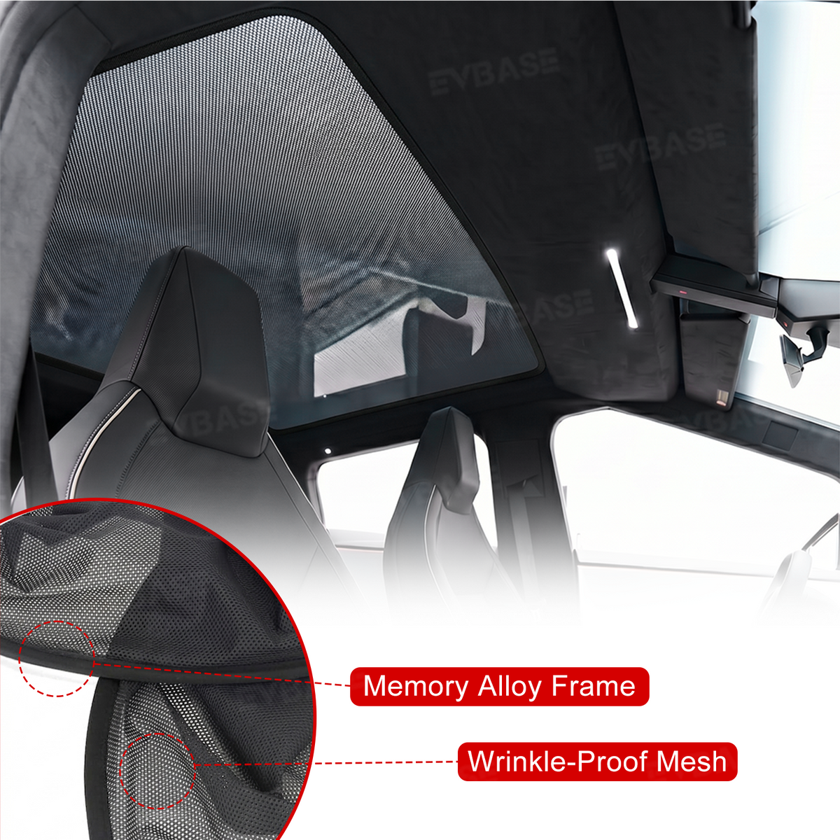 EVBASE Cybertruck Glass Roof Sunshade OEM-Style Roof Shade Heat Insulation UV Protection Skylight Shade