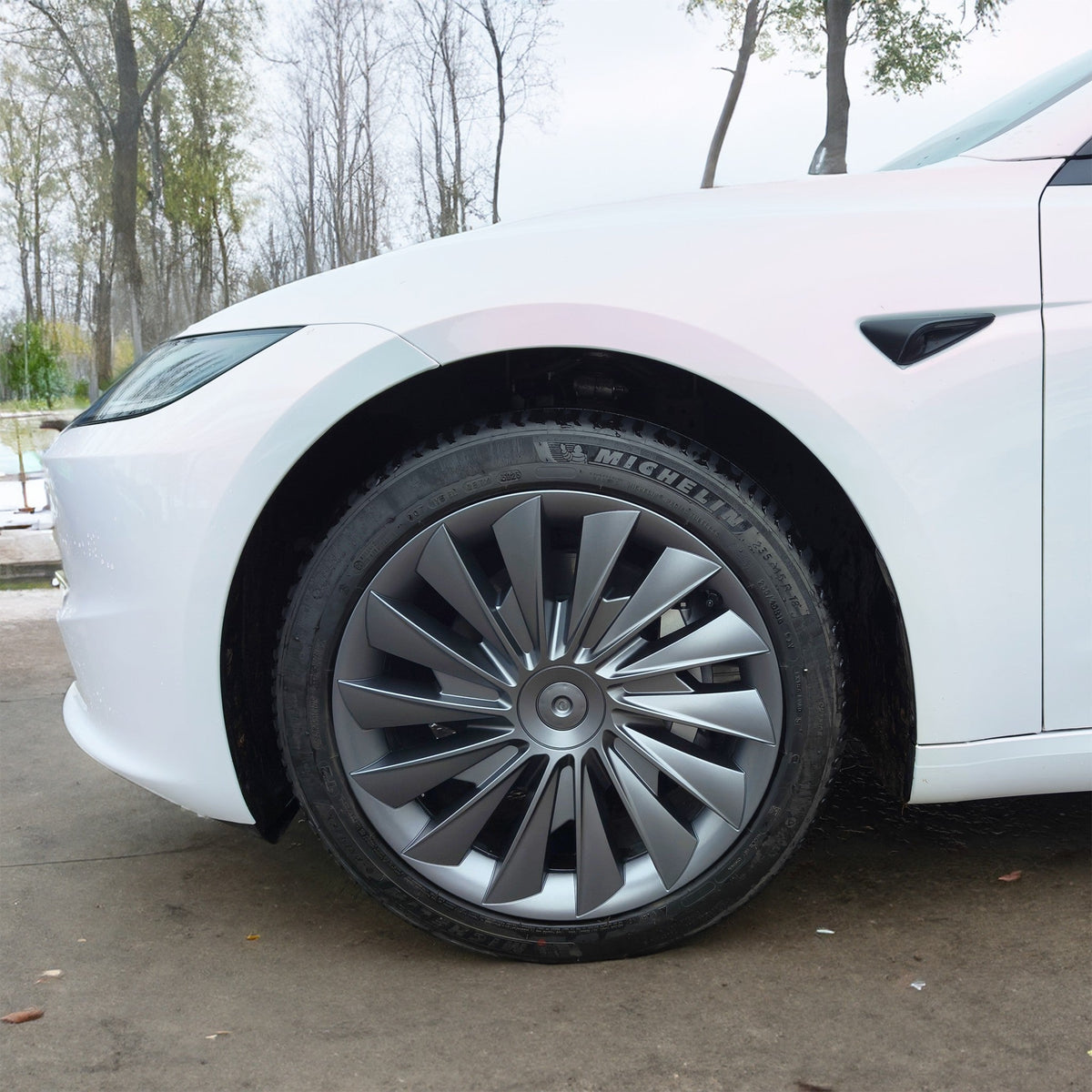 Yeslak 1 Pcs Hubcaps For Tesla 2024+ New Model 3 Highland 18‘’ Photon Wheels - Cyclone Style