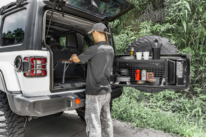 TACMOLLE Tailgate Storage Box with Concealed Table for Jeep Wrangler JK JL 2007–2025