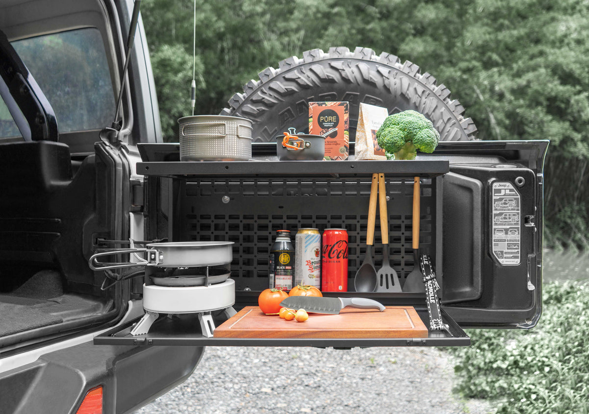 TACMOLLE Tailgate Storage Box with Concealed Table for Jeep Wrangler JK JL 2007–2025