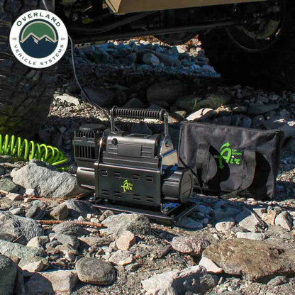 Overland Vehicle Systems EGOI Portable Single/Dual Motor Air Compressor System With Control Panel, Storage Bag, Hose &
