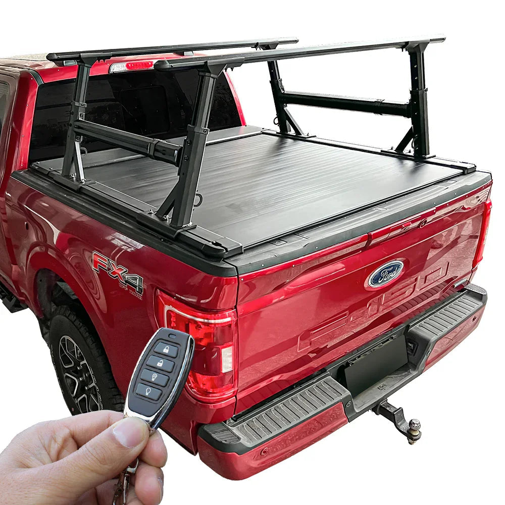 SYNETICUSA [2-in-1 Bundle] Nissan Titan Retractable Tonneau Cover w/ Rack System