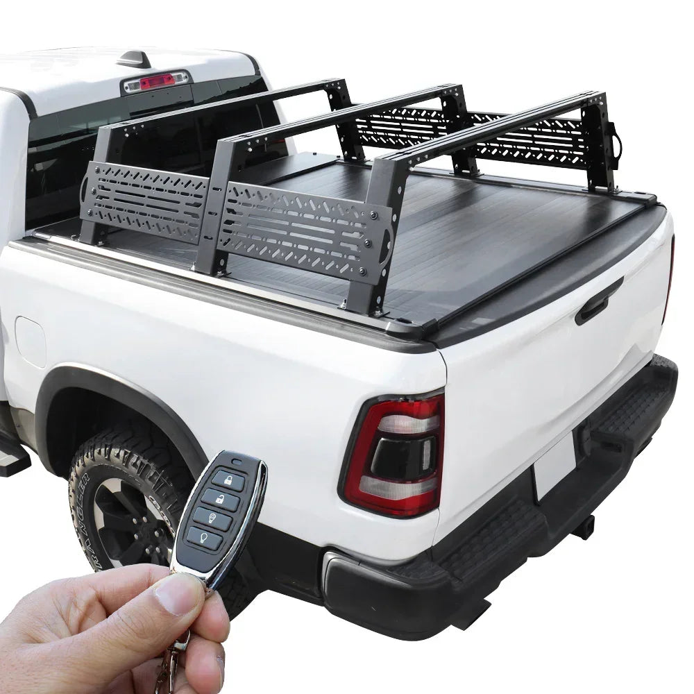 SYNETICUSA [2-in-1 Bundle] Nissan Titan Retractable Tonneau Cover w/ Rack System