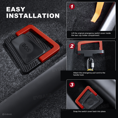 EVBASE-Premium EV&Tesla Accessories Model 3 Highland Rear Door Emergency Release Pull Handle Safety Escape Tool Opener
