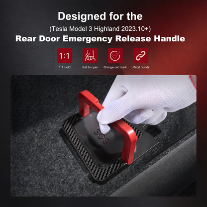 EVBASE-Premium EV&Tesla Accessories Model 3 Highland Rear Door Emergency Release Pull Handle Safety Escape Tool Opener