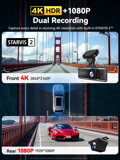 REDTIGER F7N Elite 4K Dual Dash Cam with Sony STARVIS 2