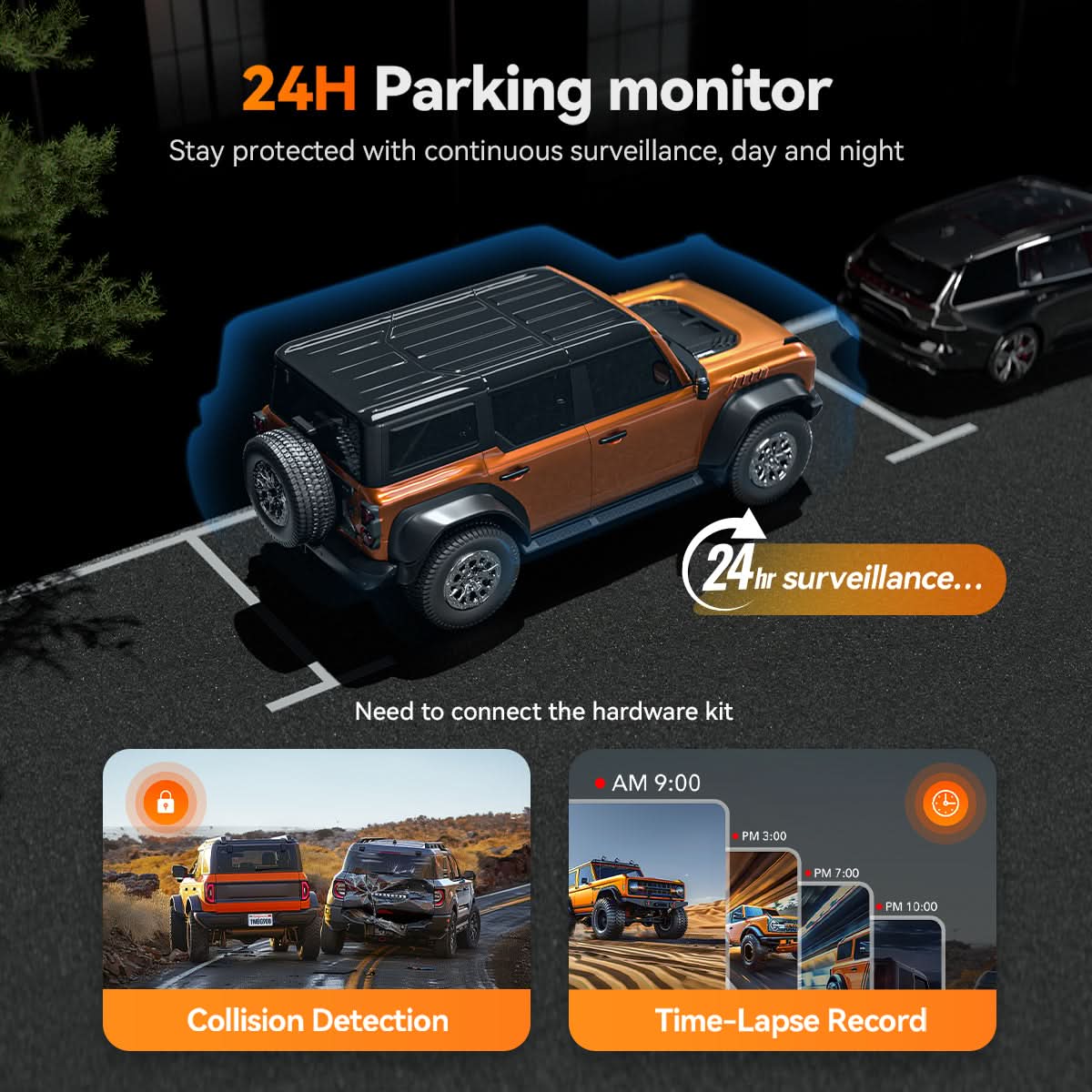 WOLFBOX G900TriPro 4K+2.5K+1080P 3 Channel Cabin Monitor Mirror Dash Camera