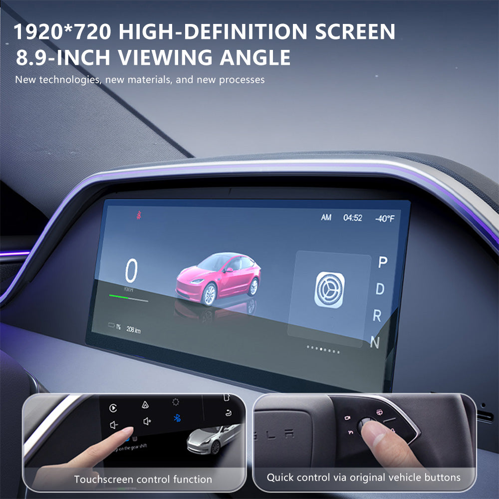 Yeslak Tesla Accessories Integrated 8.9" Dashboard Display Instrument Cluster with CarPlay for Tesla Model 3 Highland & Model