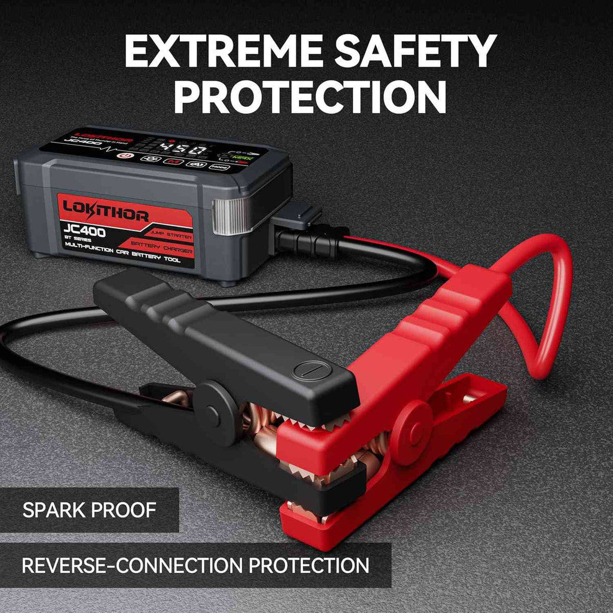 LOKITHOR JC400 9-in-1 CCA Jump Starter 2500A with Smart Charger & 6V/12V Battery Maintainer for 8.5L Gas / 6.5L Diesel