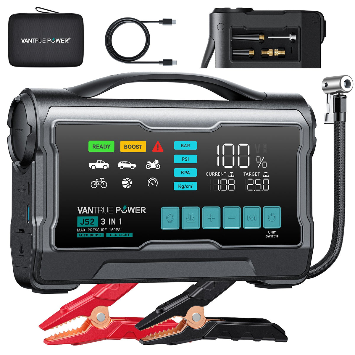Vantrue JS2 All-in-One Jump Starter & Air Compressor