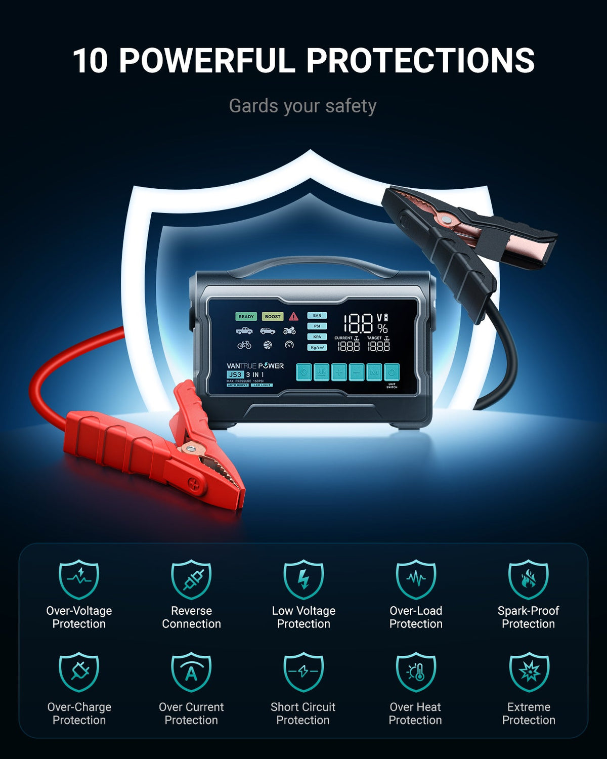 Vantrue JS3 All-in-One Jump Starter & Air Compressor