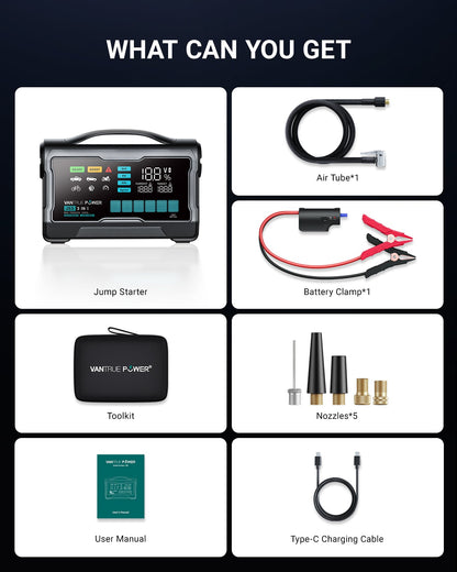 Vantrue JS3 All-in-One Jump Starter & Air Compressor