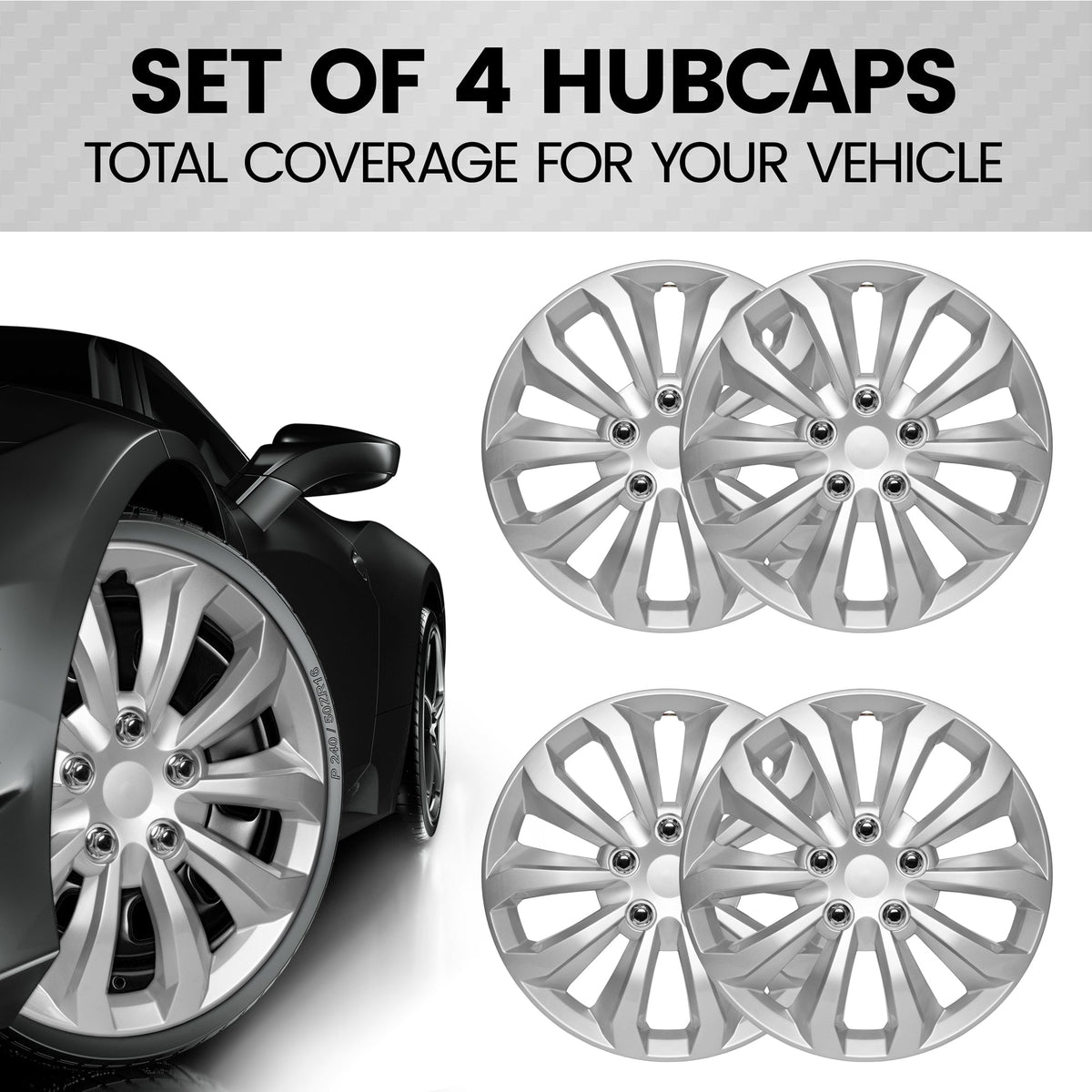 BDK Hubcaps Wheel Covers for Cars Premium Silver Hubcaps 16" Wheel Rim Cover Replacement Snap On Hubcaps for Toyota Camry Corolla Style