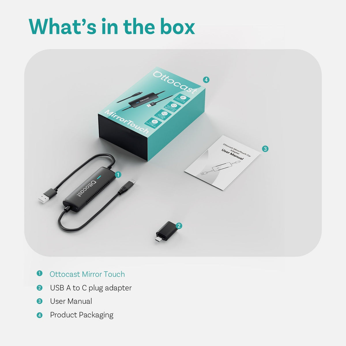 Ottocast Mirror Touch Wireless CarPlay Adapter