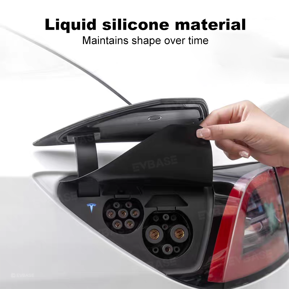 EVBASE Model Y/3 Liquid Silicone Charging Port Waterproof Cover for Tesla All-Weather Outdoor Charging Protection