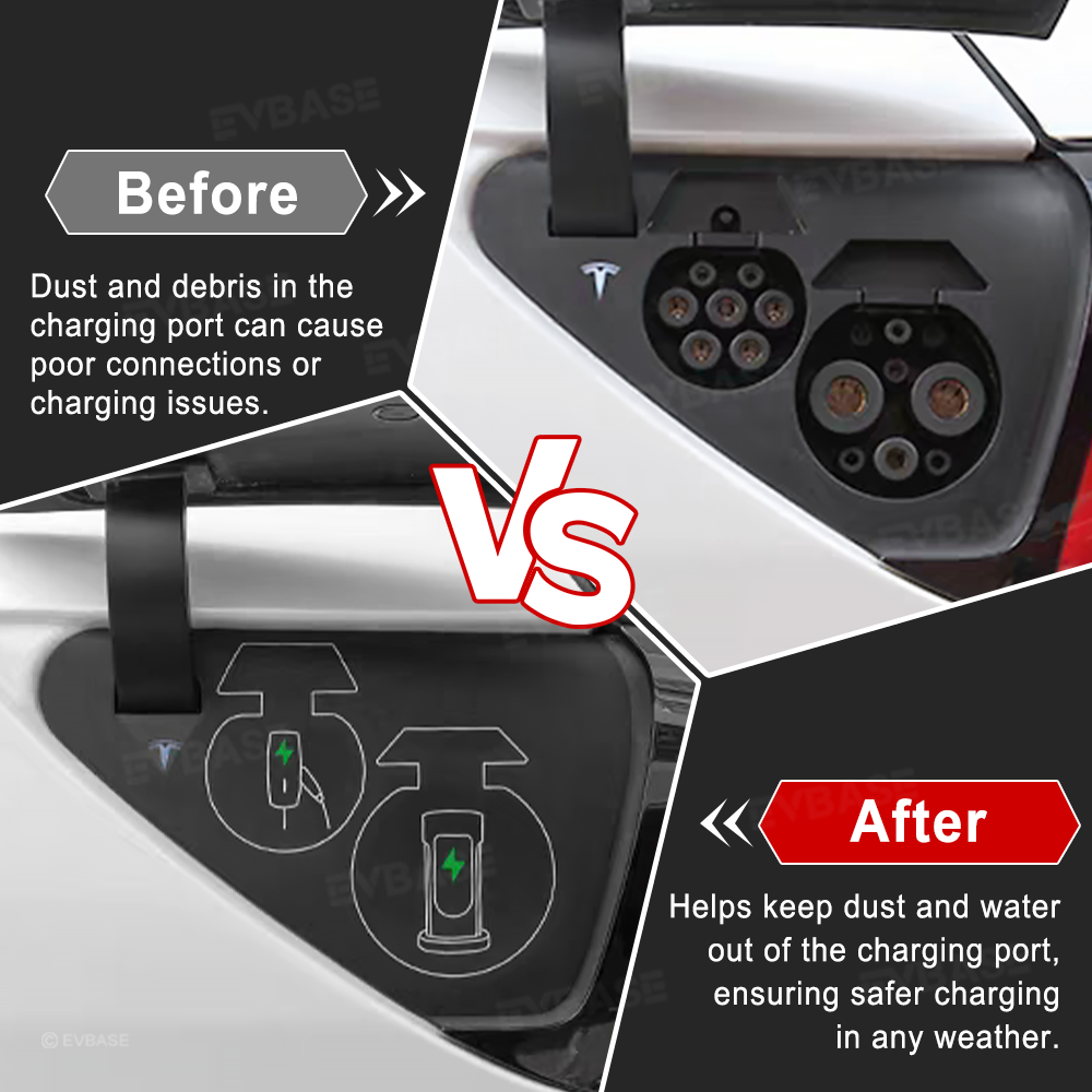 EVBASE Model Y/3 Liquid Silicone Charging Port Waterproof Cover for Tesla All-Weather Outdoor Charging Protection