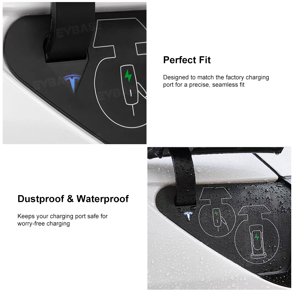 EVBASE Model Y/3 Liquid Silicone Charging Port Waterproof Cover for Tesla All-Weather Outdoor Charging Protection