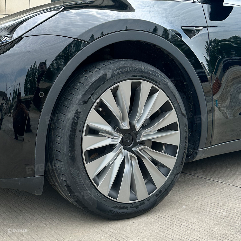 EVBASE Model Y Hubcaps Turbine Style Full Wrapped Wheel Coves for 19" Factory Tesla Wheel