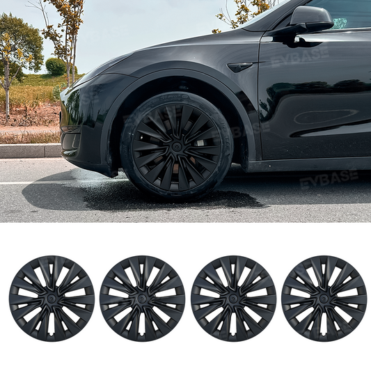 EVBASE Model Y Hubcaps Turbine Style Full Wrapped Wheel Coves for 19" Factory Tesla Wheel