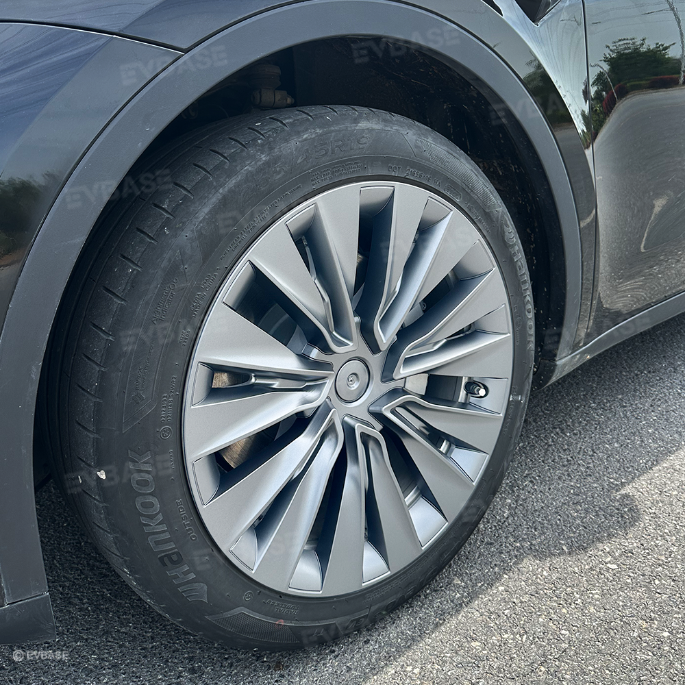 EVBASE Model Y Hubcaps Turbine Style Full Wrapped Wheel Coves for 19" Factory Tesla Wheel