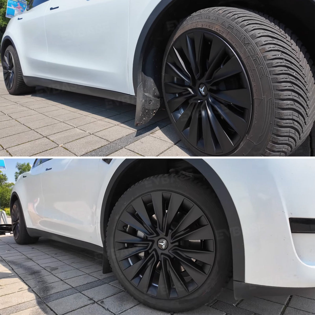 EVBASE Model Y Hubcaps Turbine Style Full Wrapped Wheel Coves for 19" Factory Tesla Wheel