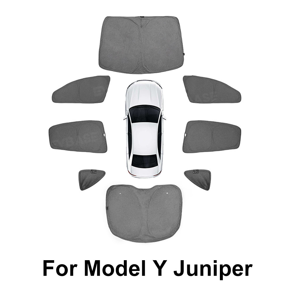 EVBASE Model Y Juniper Front and Rear Windshield Shade Side Window Sunshade Foldable Sun Visor
