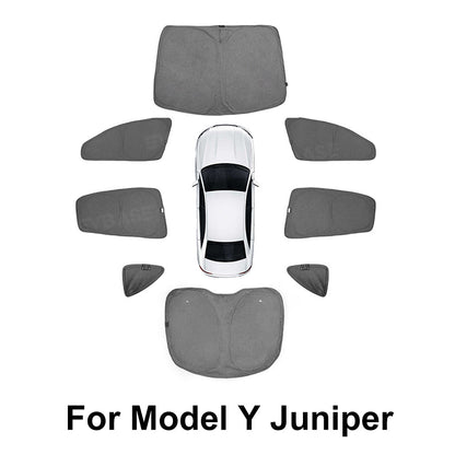 EVBASE Model Y Juniper Front and Rear Windshield Shade Side Window Sunshade Foldable Sun Visor