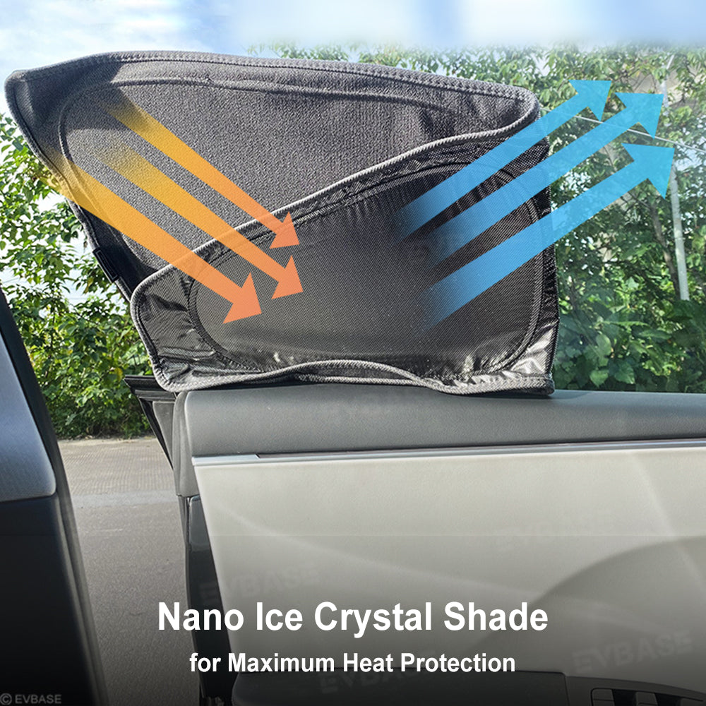 EVBASE Model Y Juniper Front and Rear Windshield Shade Side Window Sunshade Foldable Sun Visor