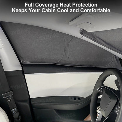 EVBASE Model Y Juniper Front and Rear Windshield Shade Side Window Sunshade Foldable Sun Visor
