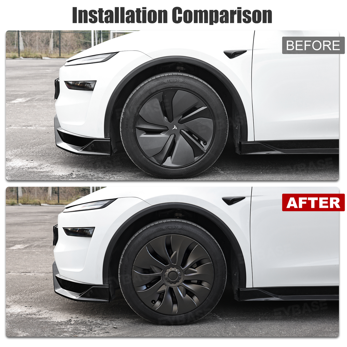 EVBASE Model Y Juniper Aero-Style Wheel Covers for Tesla 19" Wheels Matte Hubcaps